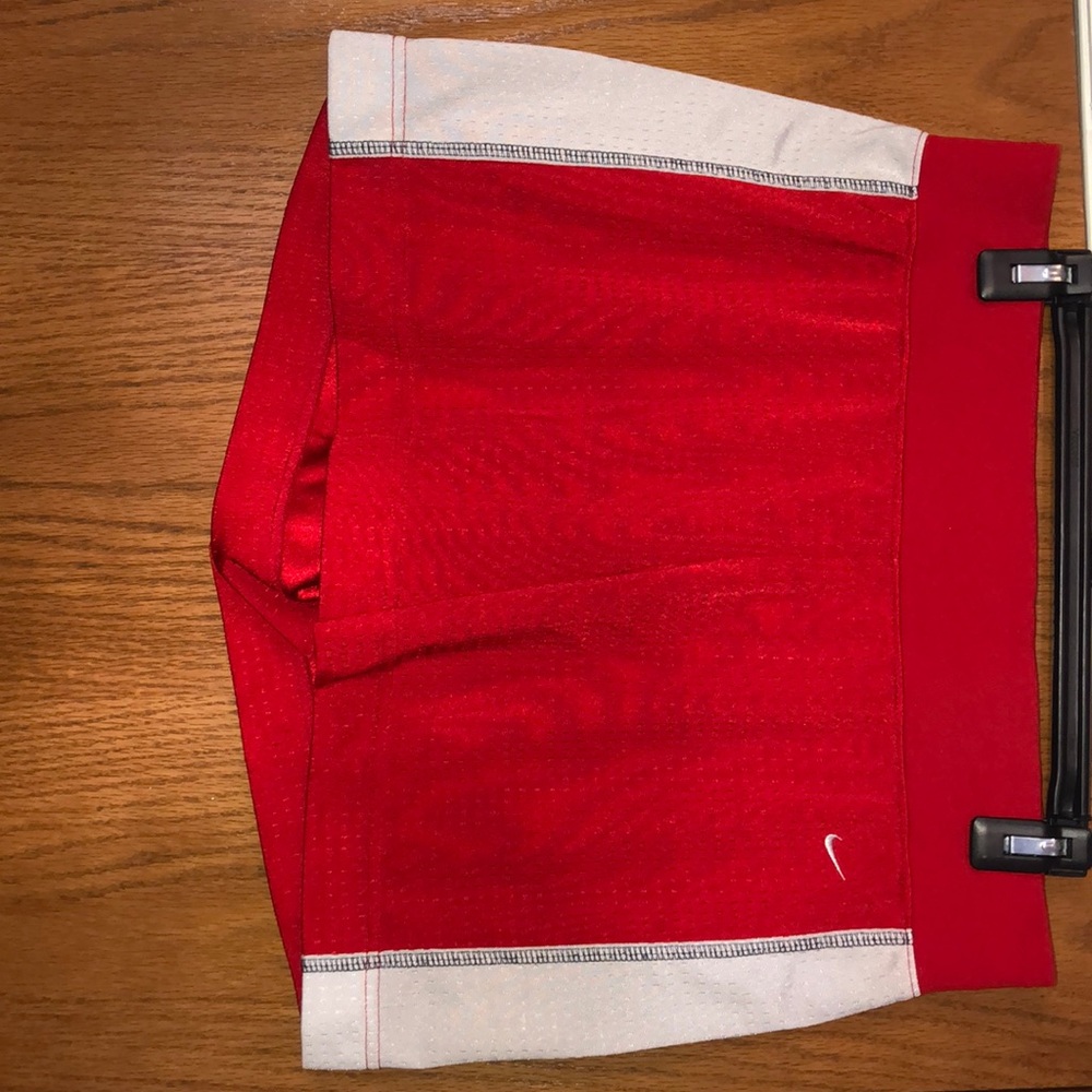 Nike athletic red & white mesh shorts